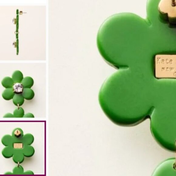 NIB Kate Spade x Target Green Floral Earrings (Sealed Gift Box) - Picture 3 of 3